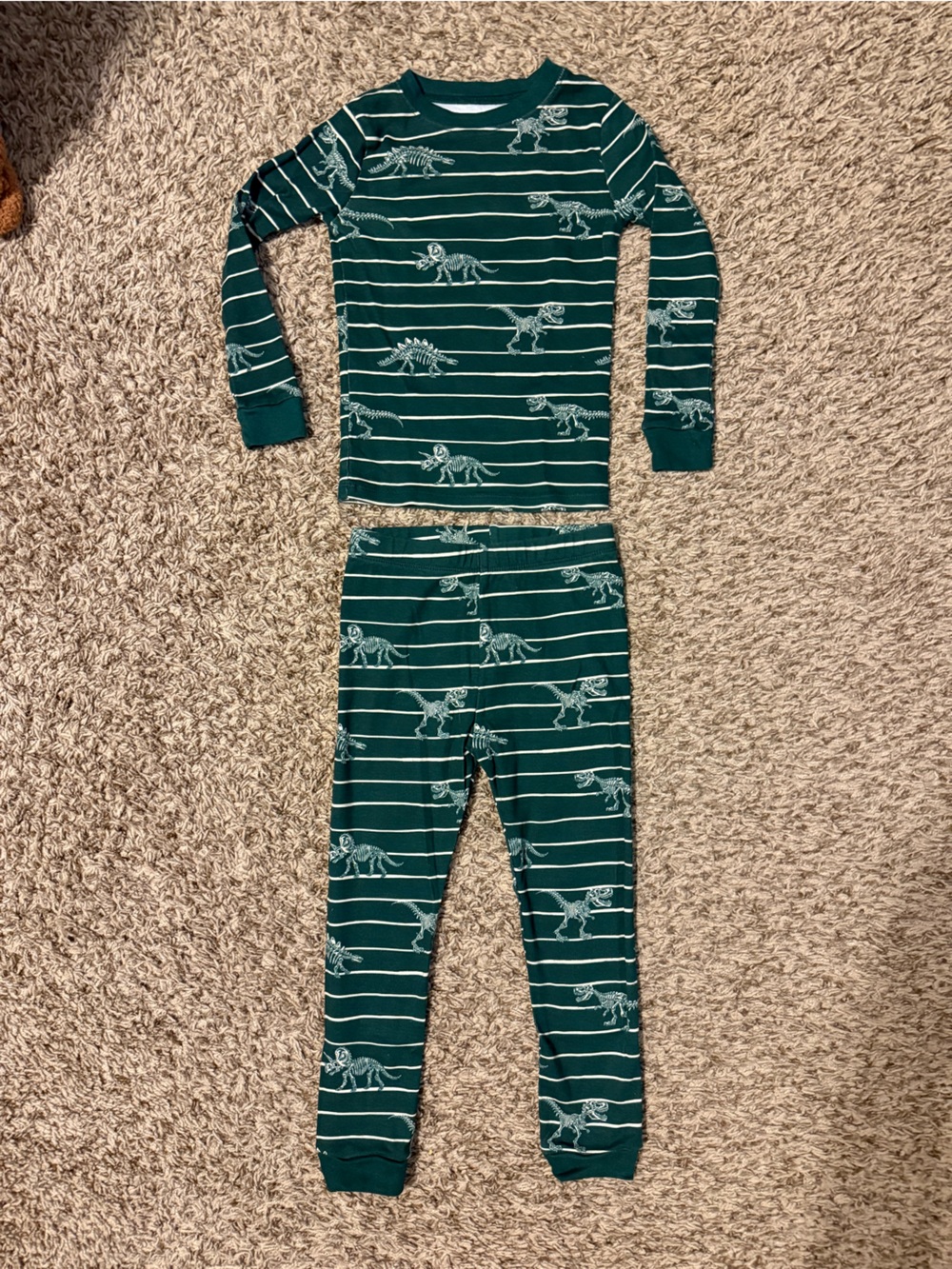 Member's Mark Organic Cotton Pajama Set - Dark Green Dinosaur Print